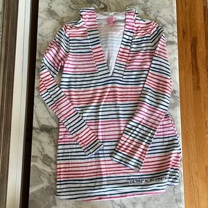Lilly Pulitzer sweatshirt material hooded beach coverup